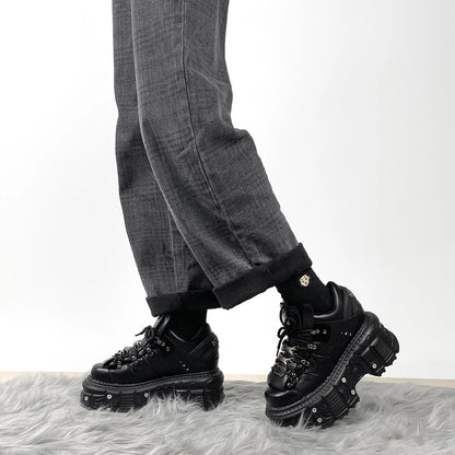 Women's Punk Gothic Lace-Up Platform Ankle Boots by HitMyNeed