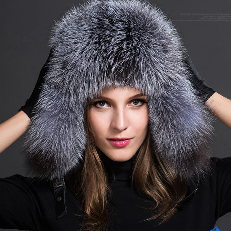 Women's Raccoon Fur Ushanka with Fox Fur Pom Pom by HitMyNeed