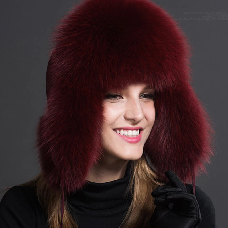 Women's Raccoon Fur Ushanka with Fox Fur Pom Pom by HitMyNeed