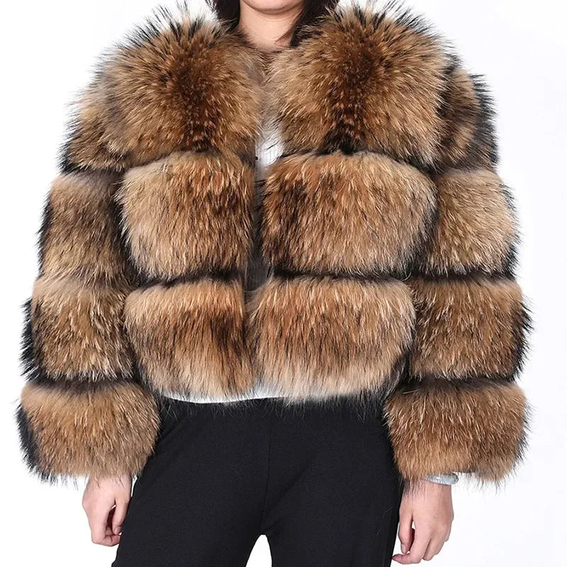 Women's Real Raccoon & Fox Fur Coat - Plus Size by HitMyNeed