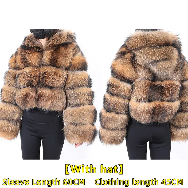 Women's Real Raccoon & Fox Fur Coat - Plus Size hat-sleeve-60cm-1 10xl by HitMyNeed
