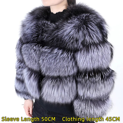 Women's Real Raccoon & Fox Fur Coat - Plus Size silver-fox-1 8xl by HitMyNeed