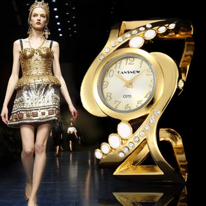 Women's Rhinestone Bangle Quartz Wristwatch by HitMyNeed