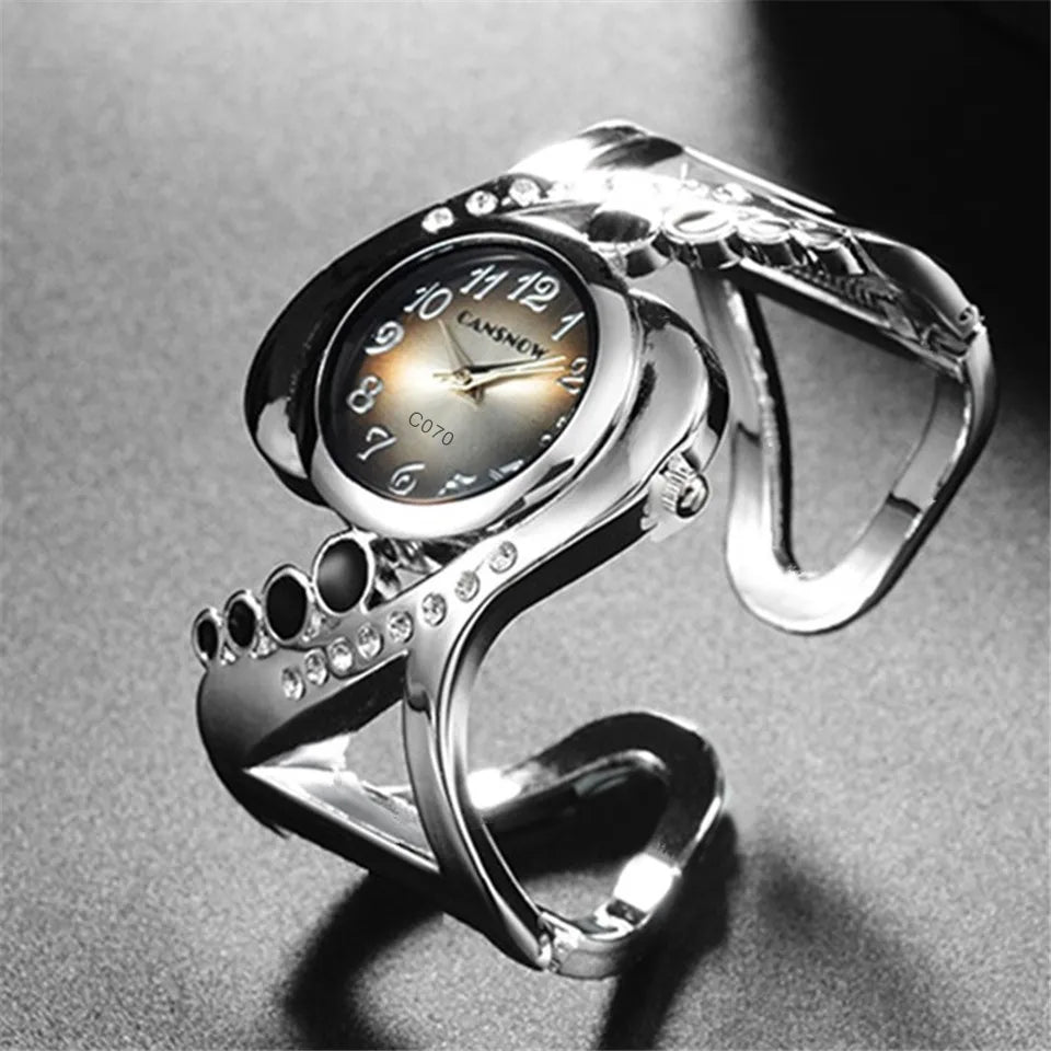 Women's Rhinestone Bangle Quartz Wristwatch by HitMyNeed