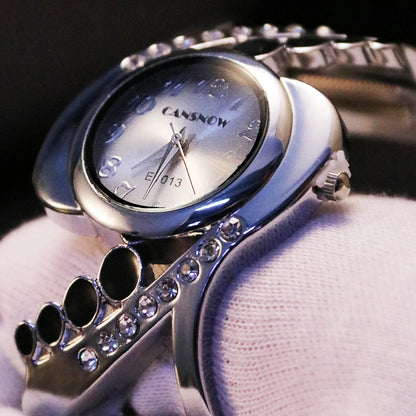 Women's Rhinestone Bangle Quartz Wristwatch by HitMyNeed