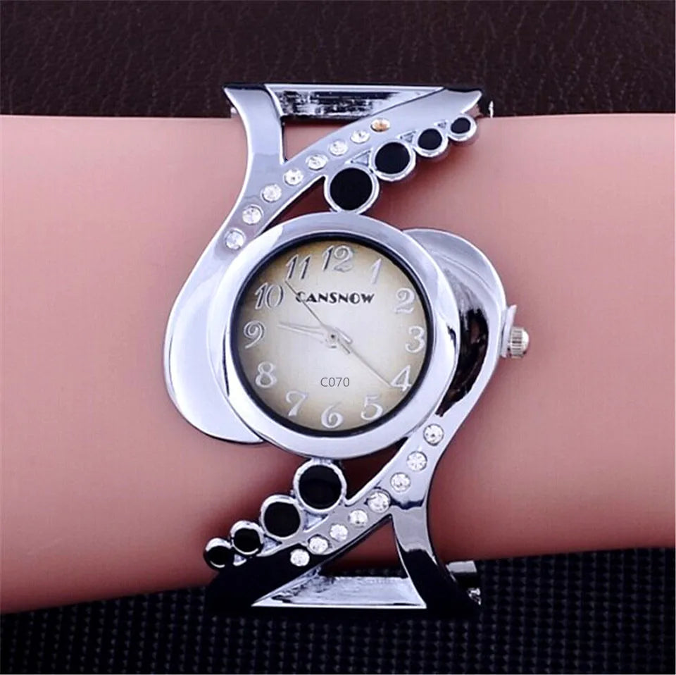 Women's Rhinestone Bangle Quartz Wristwatch by HitMyNeed