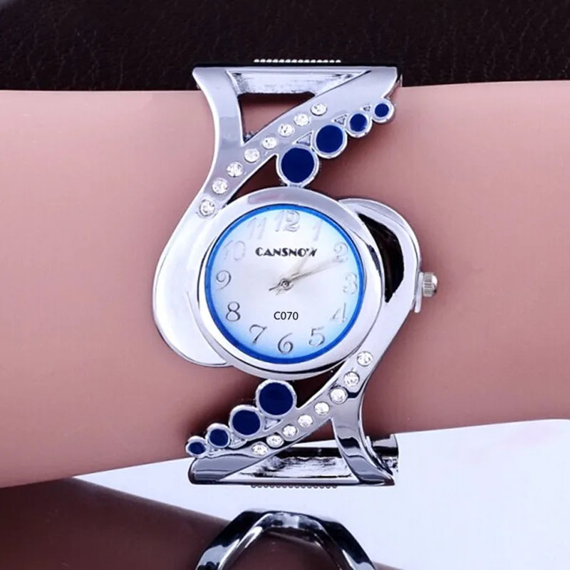 Women's Rhinestone Bangle Quartz Wristwatch by HitMyNeed