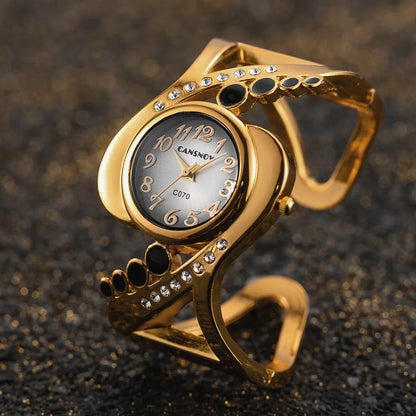 Women's Rhinestone Bangle Quartz Wristwatch j-a by HitMyNeed