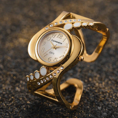 Women's Rhinestone Bangle Quartz Wristwatch j-w by HitMyNeed