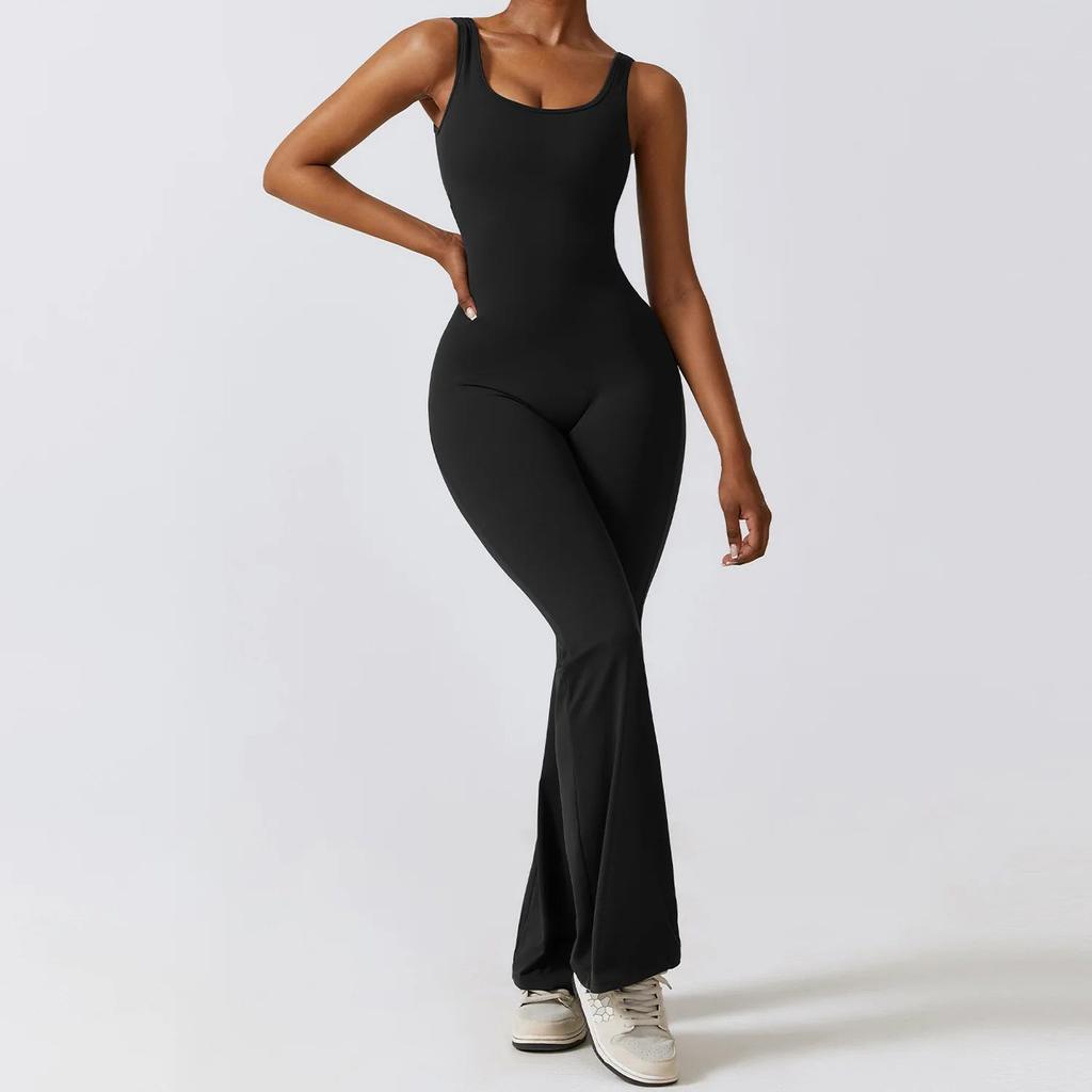 Women's Stretch Yoga Jumpsuit Push Up Gym Bodysuit premium-black l by HitMyNeed
