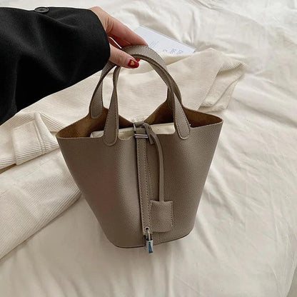 Women's Synthetic Leather Bucket Bag gray by HitMyNeed