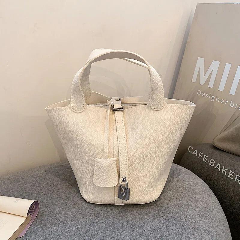 Women's Synthetic Leather Bucket Bag white by HitMyNeed
