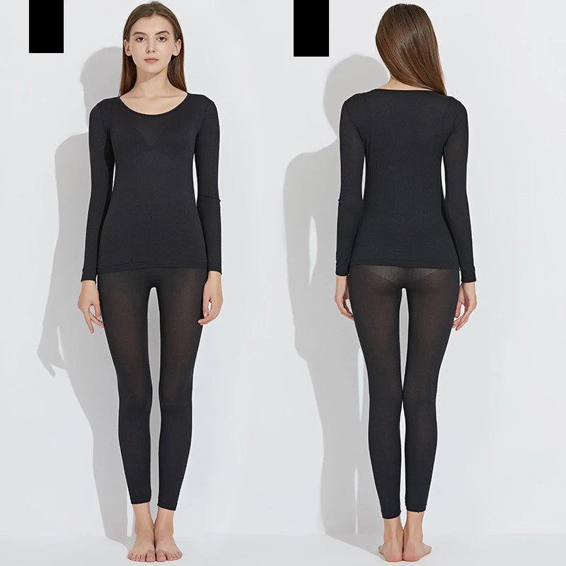 Women's Traceless Thermal Underwear Set black by HitMyNeed