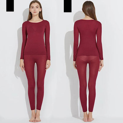 Women's Traceless Thermal Underwear Set burgundy by HitMyNeed