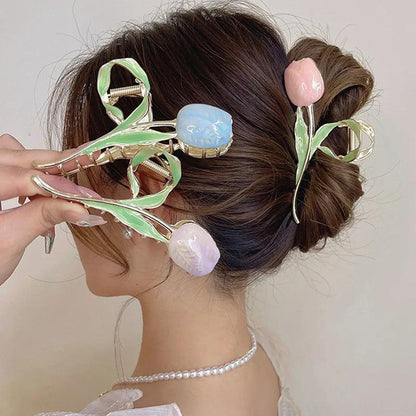 Women's Tulip Hair Claw Clip - Alloy, 11.5 cm by HitMyNeed