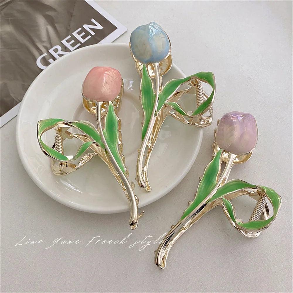 Women's Tulip Hair Claw Clip - Alloy, 11.5 cm by HitMyNeed