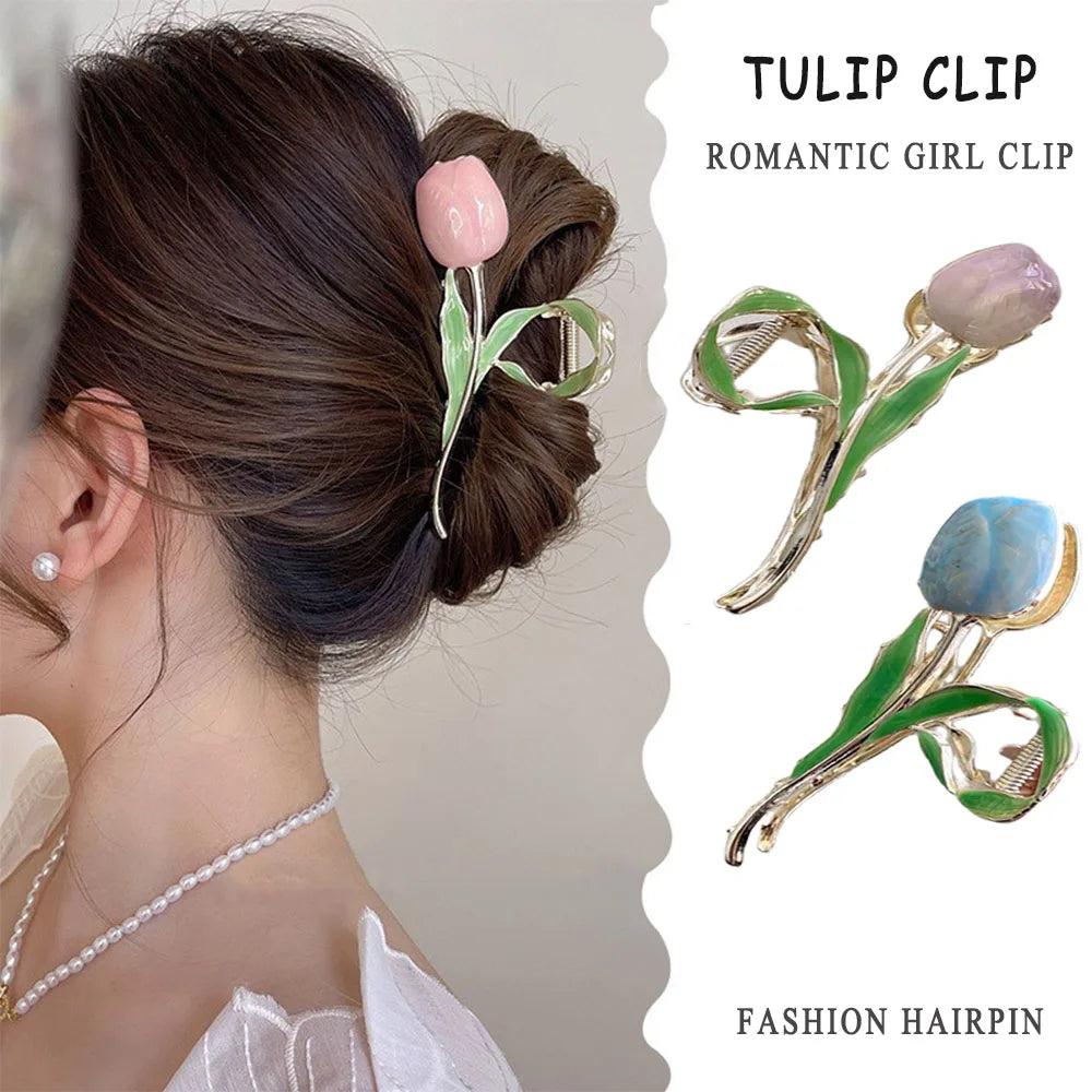 Women's Tulip Hair Claw Clip - Alloy, 11.5 cm by HitMyNeed