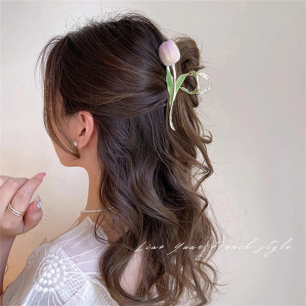 Women's Tulip Hair Claw Clip - Alloy, 11.5 cm by HitMyNeed