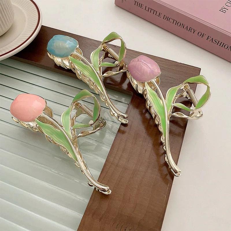 Women's Tulip Hair Claw Clip - Alloy, 11.5 cm by HitMyNeed