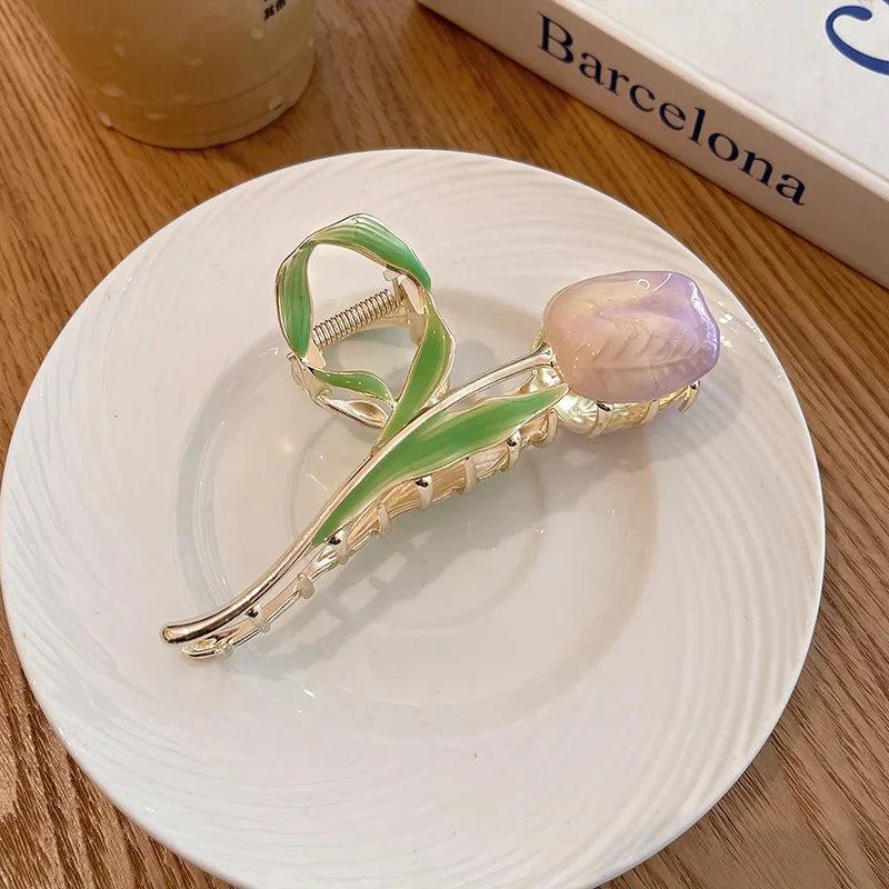 Women's Tulip Hair Claw Clip - Alloy, 11.5 cm by HitMyNeed