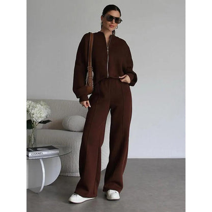 Women's Vintage O‑Neck Bomber Sweatsuit Set by HitMyNeed