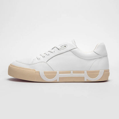 Women's White Cow Leather Lace-Up Casual Flats by HitMyNeed