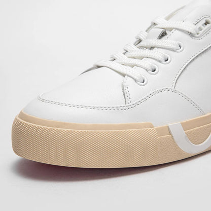 Women's White Cow Leather Lace-Up Casual Flats by HitMyNeed