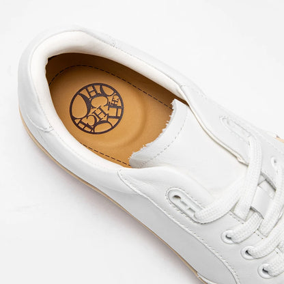 Women's White Cow Leather Lace-Up Casual Flats by HitMyNeed