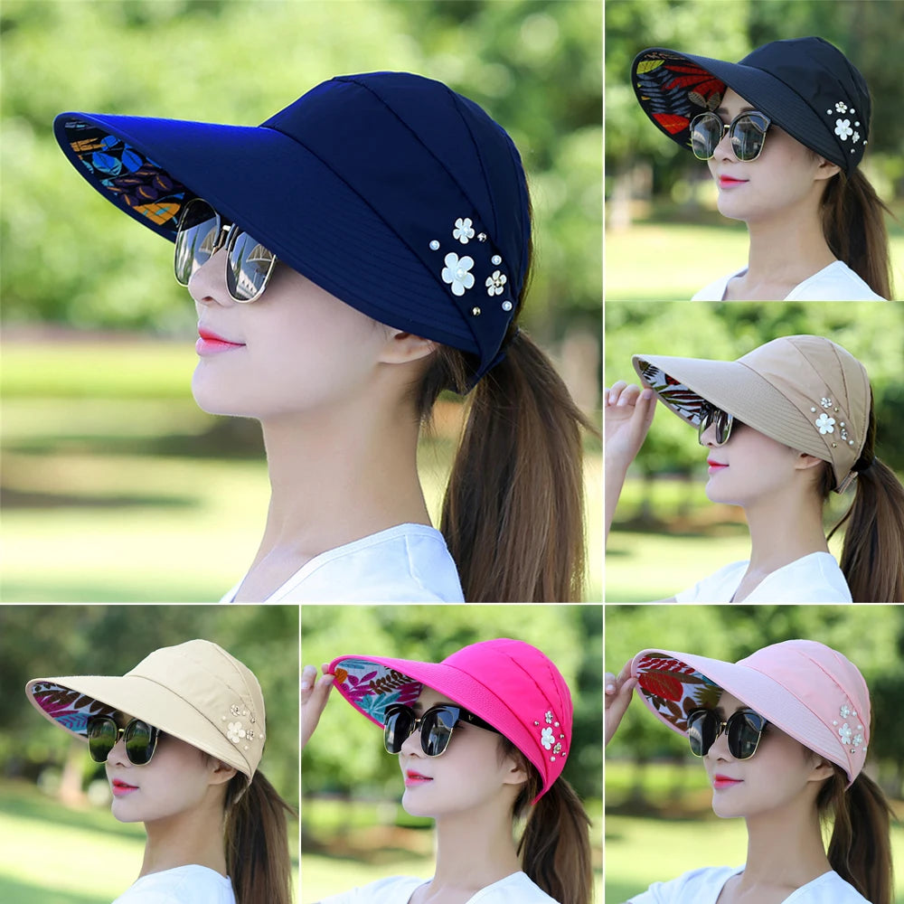 Women's Wide Brim Foldable Sun Hat UV Protection by HitMyNeed