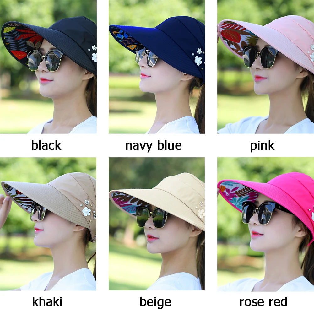 Women's Wide Brim Foldable Sun Hat UV Protection by HitMyNeed