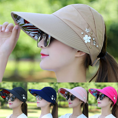 Women's Wide Brim Foldable Sun Hat UV Protection by HitMyNeed