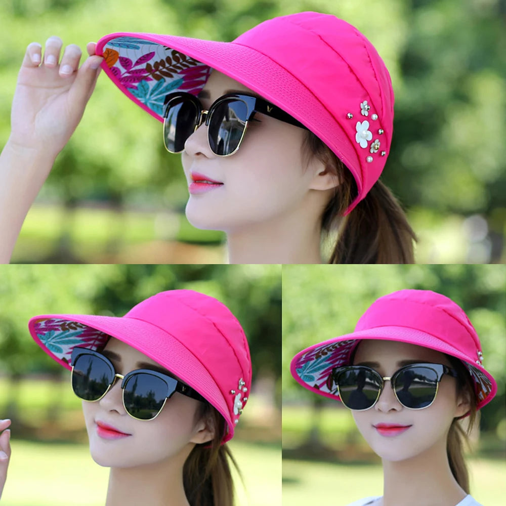 Women's Wide Brim Foldable Sun Hat UV Protection by HitMyNeed