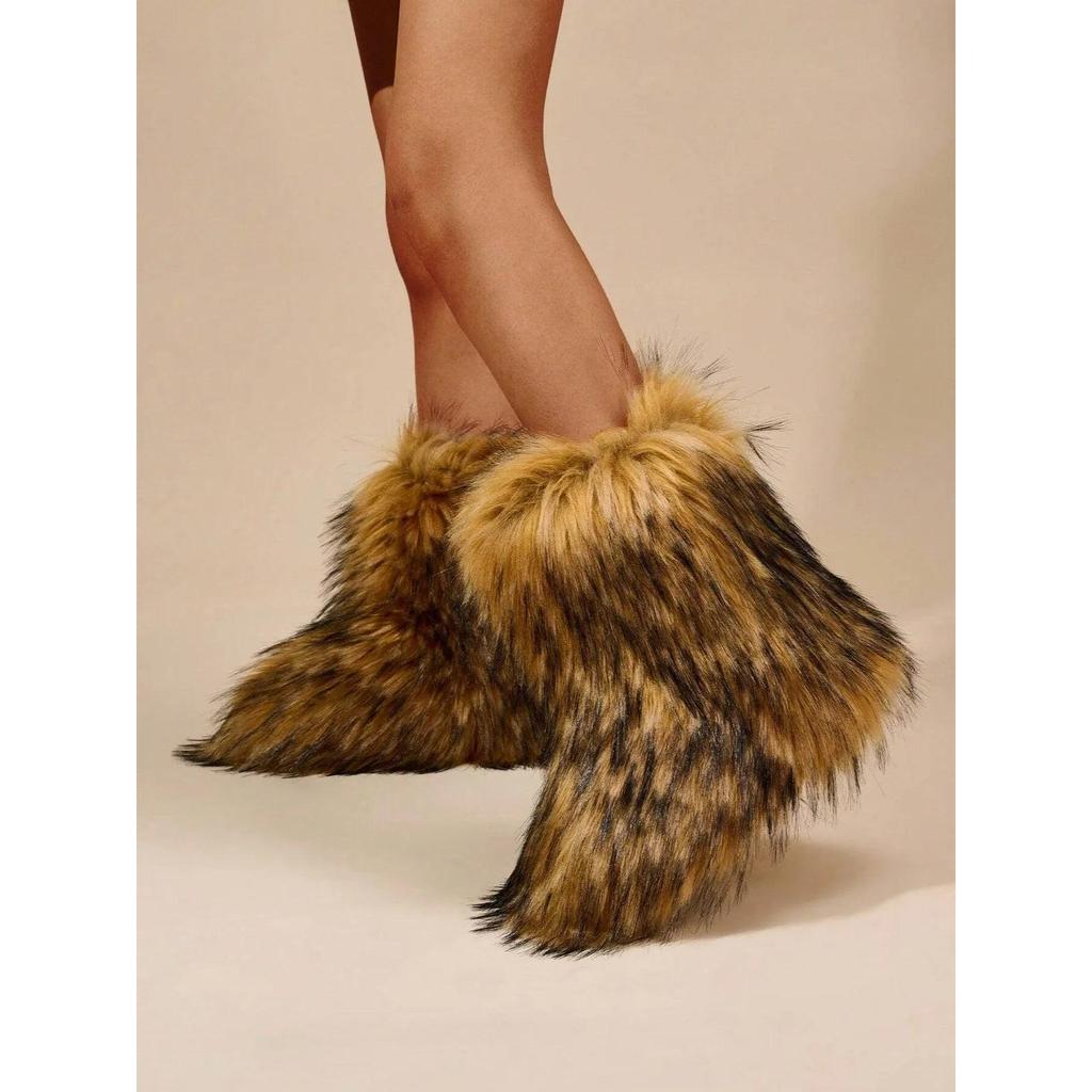 Women's Winter Faux Fur Mid-Calf Snow Boots by HitMyNeed