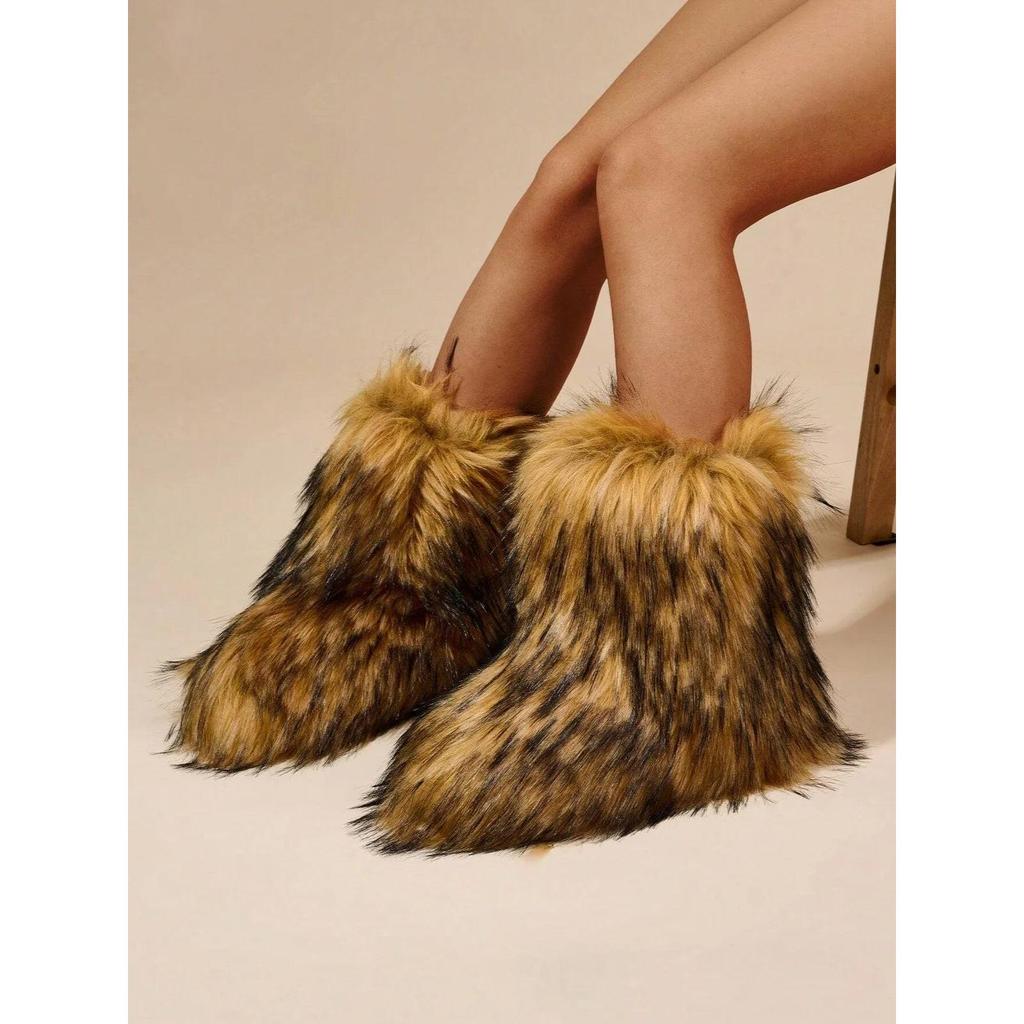 Women's Winter Faux Fur Mid-Calf Snow Boots by HitMyNeed