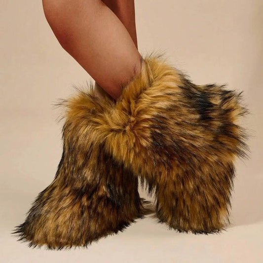 Women's Winter Faux Fur Mid-Calf Snow Boots 42-43 by HitMyNeed