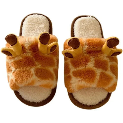 Women's Winter Plush Giraffe Slippers Non‑Slip 40-41 by HitMyNeed
