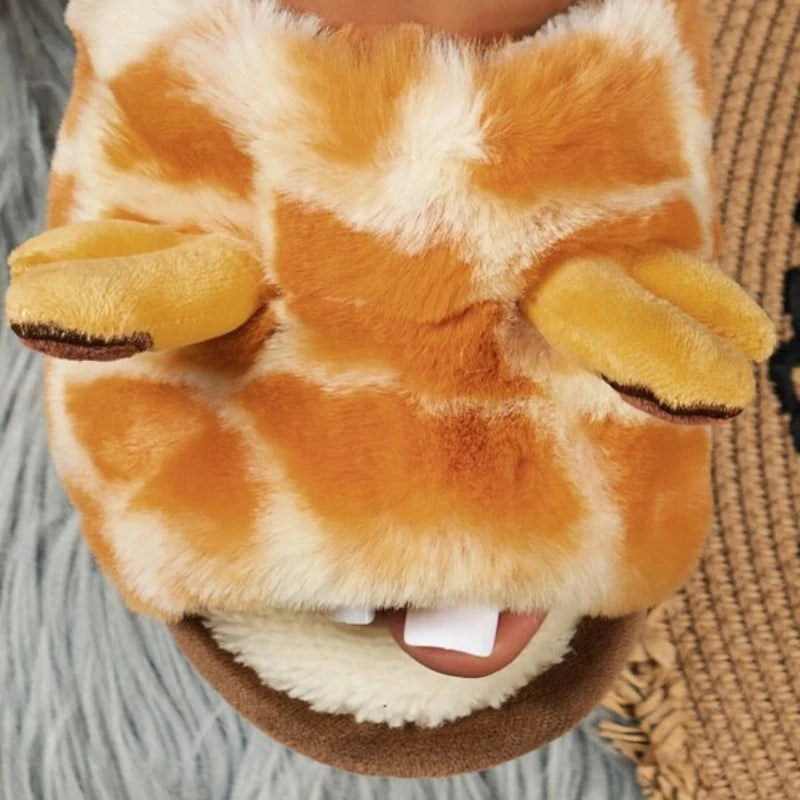 Women's Winter Plush Giraffe Slippers Non‑Slip by HitMyNeed