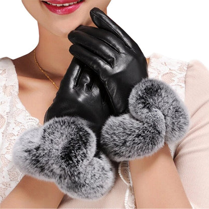 Women's Winter PU Leather Touchscreen Gloves by HitMyNeed