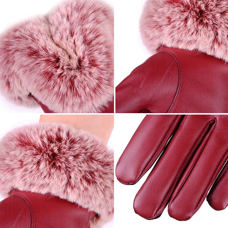 Women's Winter PU Leather Touchscreen Gloves by HitMyNeed