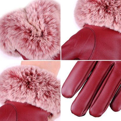 Women's Winter PU Leather Touchscreen Gloves by HitMyNeed