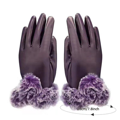 Women's Winter PU Leather Touchscreen Gloves by HitMyNeed
