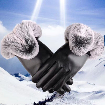 Women's Winter PU Leather Touchscreen Gloves black by HitMyNeed