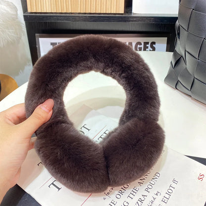 Women's Winter Rex Rabbit Fur Ear Muffs brown by HitMyNeed