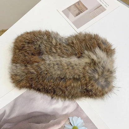Women's Winter Wide Rabbit Fur Headband by HitMyNeed