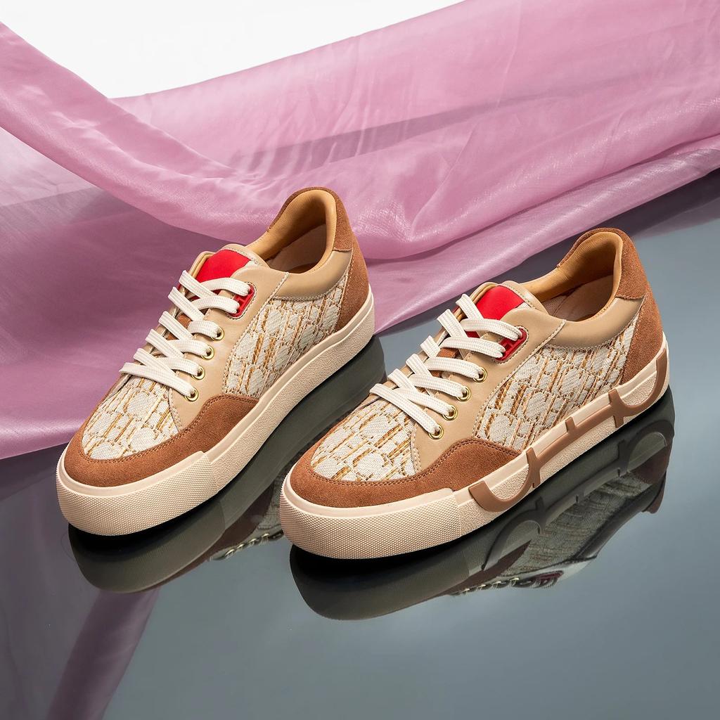 Women's Woven Letter Print Flat Casual Sneakers by HitMyNeed