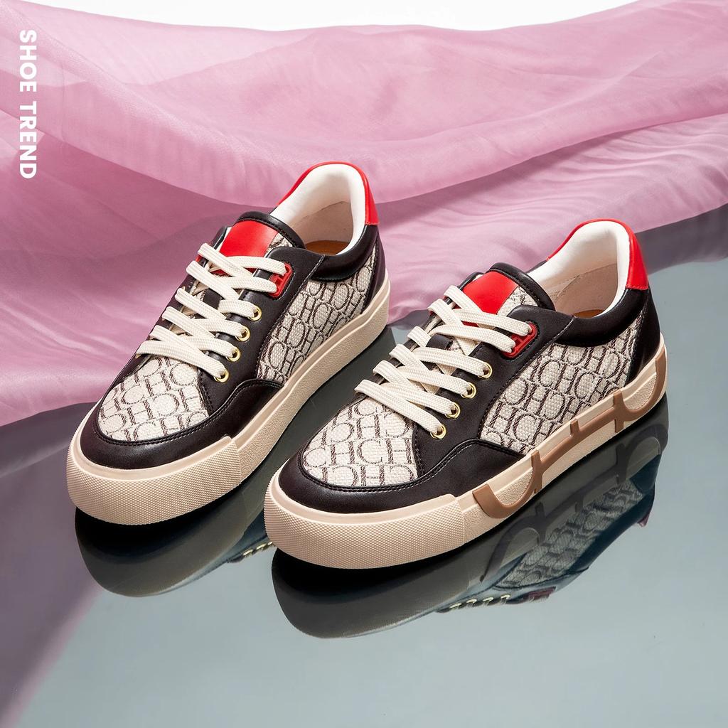 Women's Woven Letter Print Flat Casual Sneakers by HitMyNeed