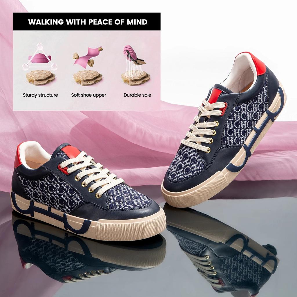 Women's Woven Letter Print Flat Casual Sneakers by HitMyNeed