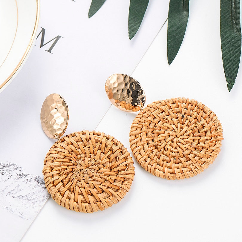 Women's Woven Rattan Drop Earrings by HitMyNeed