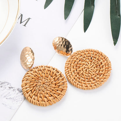 Women's Woven Rattan Drop Earrings by HitMyNeed