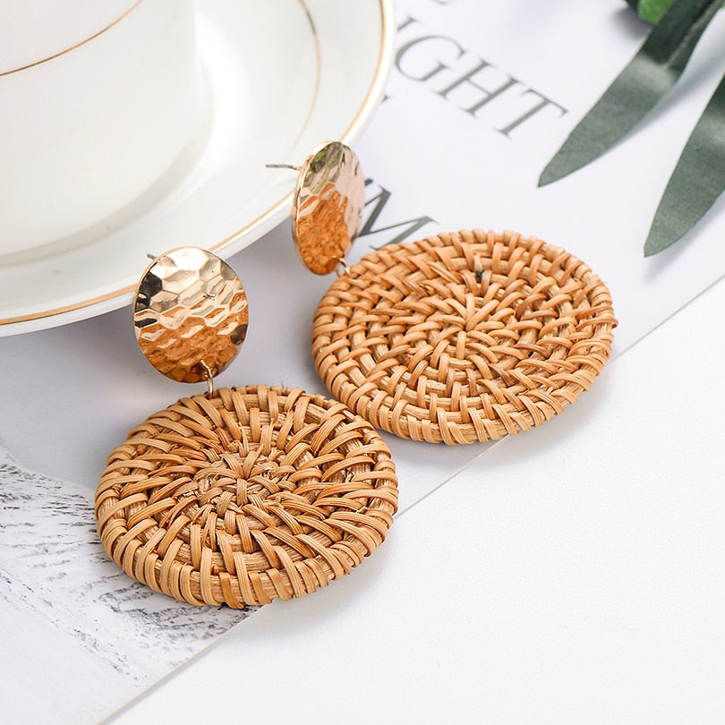 Women's Woven Rattan Drop Earrings by HitMyNeed